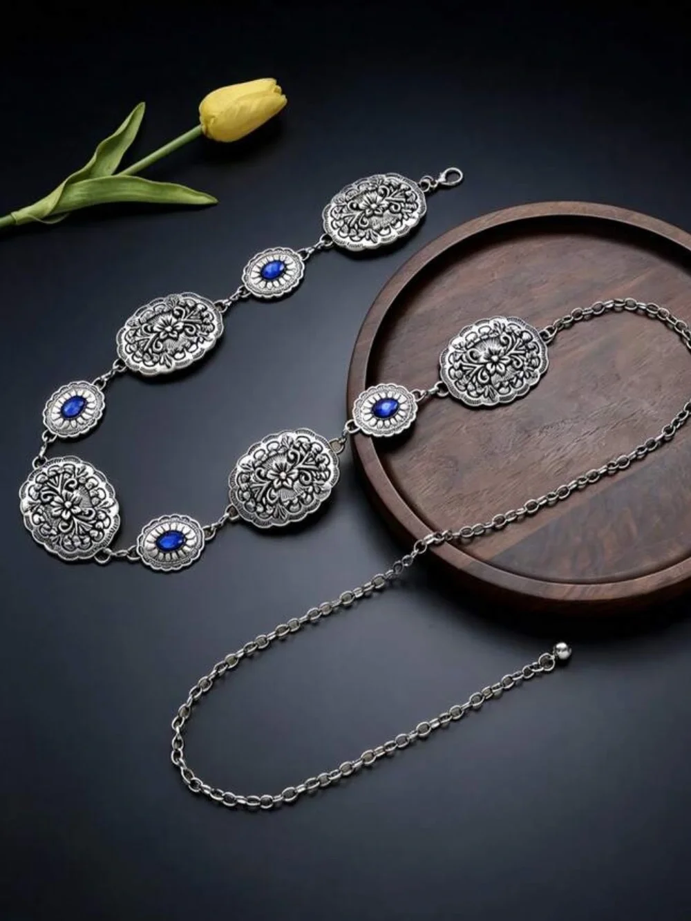 Vintage Silver Floral Concho Chain Belt NEW 🏷️